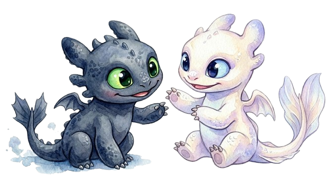 Toothless and Light Fury