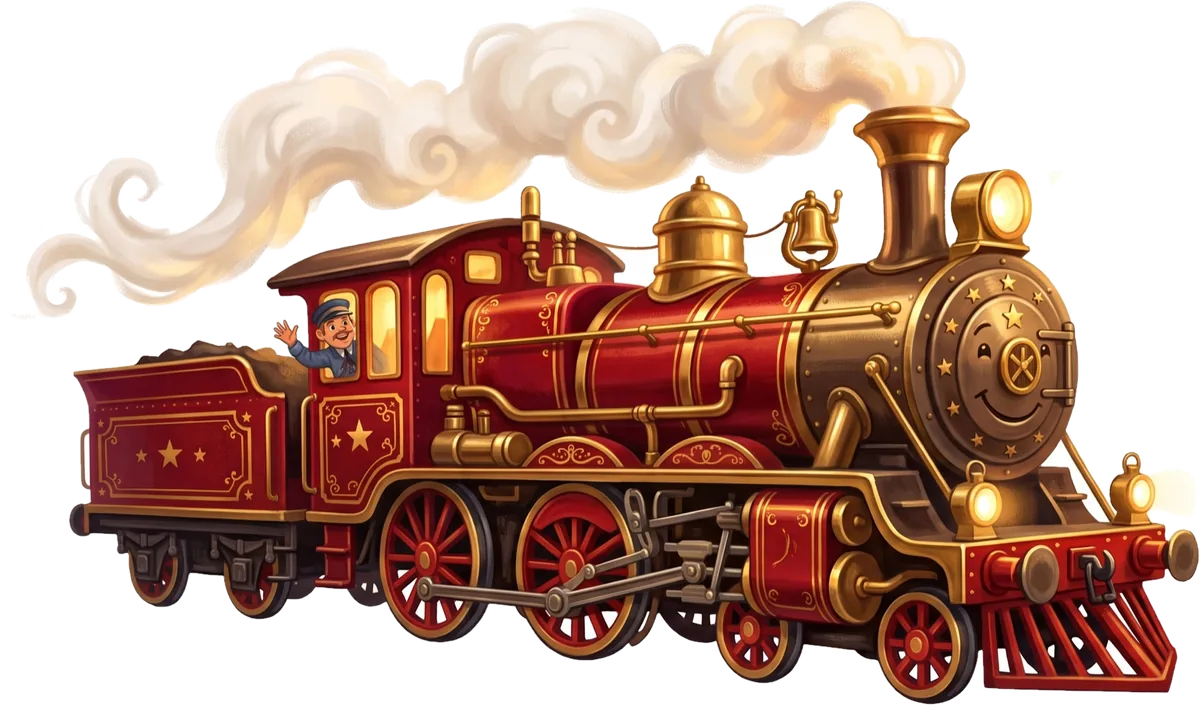 A magical scarlet steam locomotive